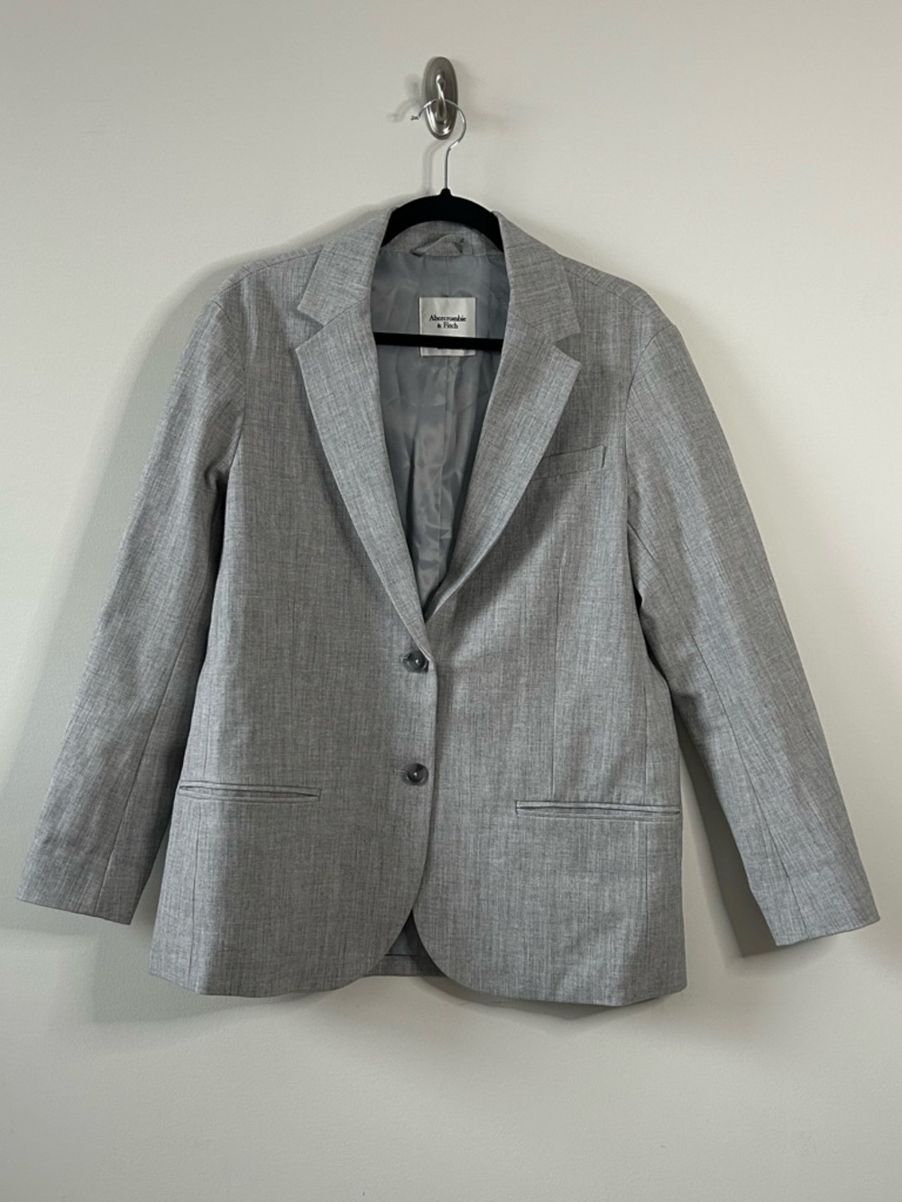 Abercrombie & Fitch Light Gray Women's Blazer - Tailored Two-Button Jacket